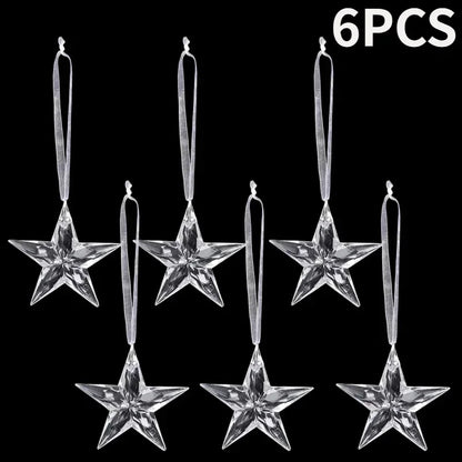2/12‑Piece Acrylic Snowflake & Icicle Ornaments – Crystal Clear Christmas Tree Pendants for Holiday & Winter Party Décor