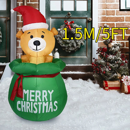 Christmas Inflatable Decoration with Built‑In LED Lights – Polyester Ornament with UK Plug for Indoor & Outdoor Holiday Displays