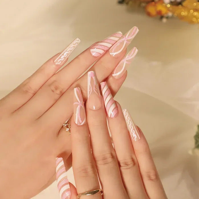 Gold Powder Christmas Fake Nails – Festive Glitter Press‑On Nail Set for Holiday Parties & Winter Glam