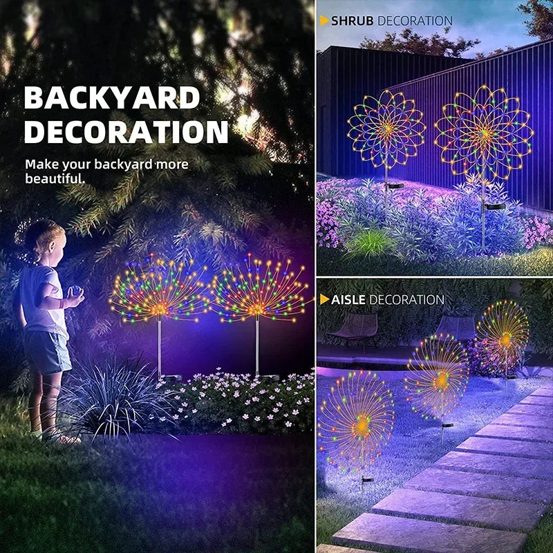 Solar Firework Fairy Lights – 1/2/4‑Pack Outdoor LED Garden Stakes with 2 Lighting Modes for Christmas, Weddings & Pathway Décor