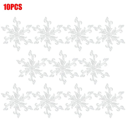 10‑Piece Acrylic Snowflake Pendants – Transparent Crystal Ornaments for Christmas Tree & New Year Home Décor