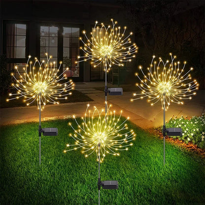 Solar Firework Fairy Lights – 1/2/4‑Pack Outdoor LED Garden Stakes with 2 Lighting Modes for Christmas, Weddings & Pathway Décor