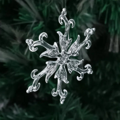 10‑Piece Acrylic Snowflake Pendants – Transparent Crystal Ornaments for Christmas Tree & New Year Home Décor