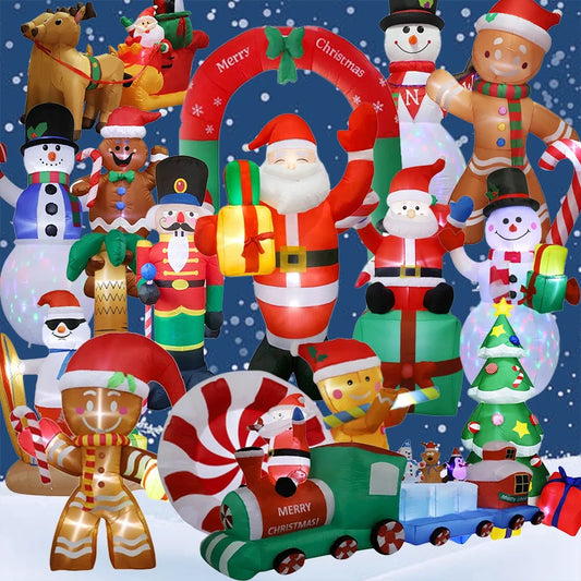 Christmas Inflatable Decoration with Built‑In LED Lights – Polyester Ornament with UK Plug for Indoor & Outdoor Holiday Displays