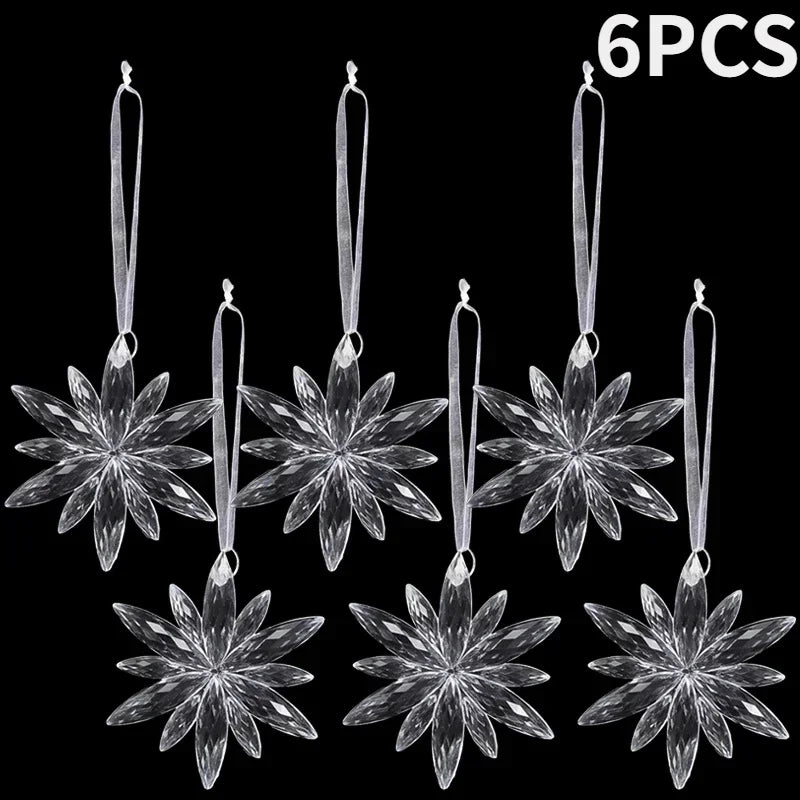 2/12‑Piece Acrylic Snowflake & Icicle Ornaments – Crystal Clear Christmas Tree Pendants for Holiday & Winter Party Décor