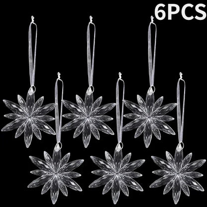 2/12‑Piece Acrylic Snowflake & Icicle Ornaments – Crystal Clear Christmas Tree Pendants for Holiday & Winter Party Décor