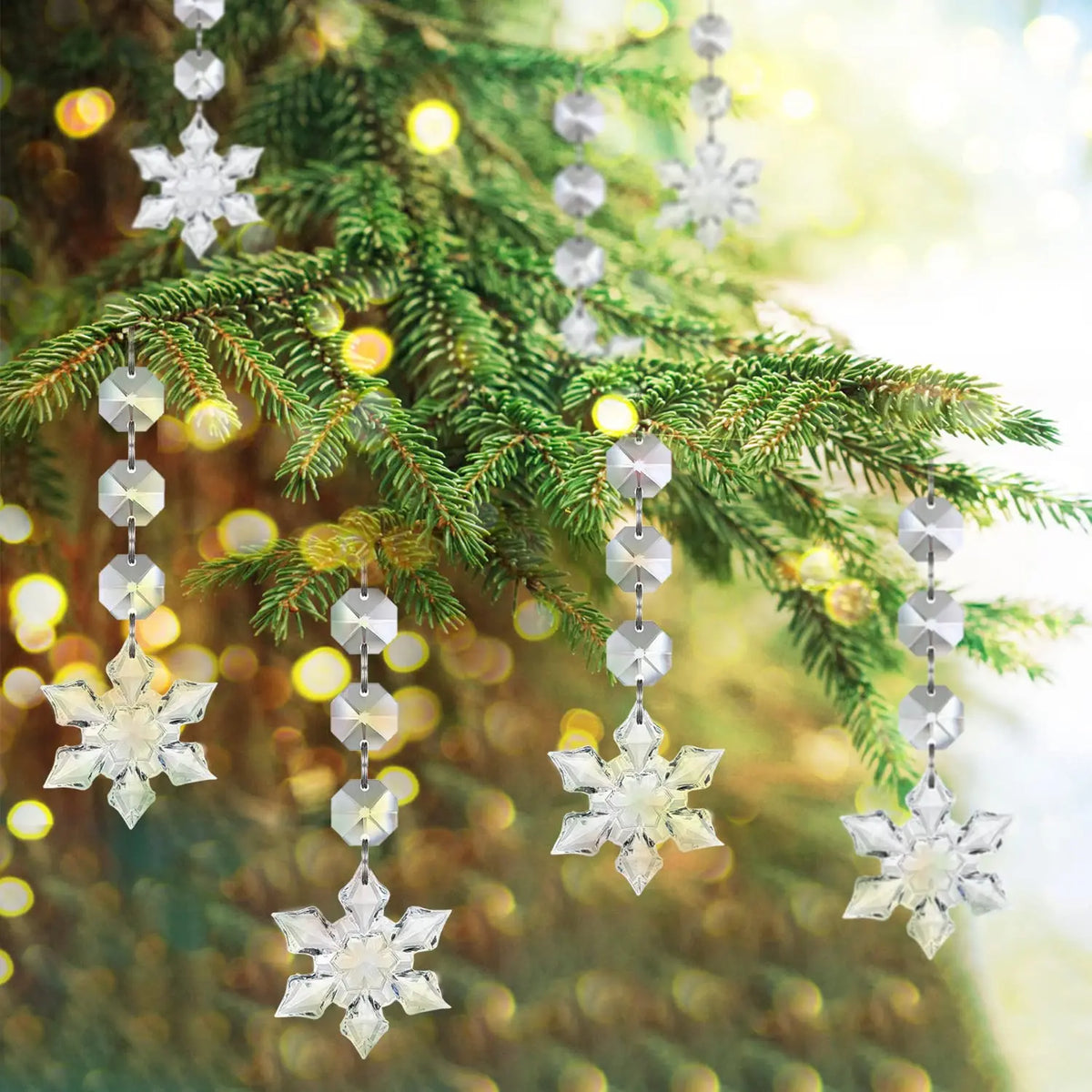 10/20/30 Clear Acrylic Snowflake Ornaments – Crystal Christmas Tree Decorations for Hanging & Holiday Styling