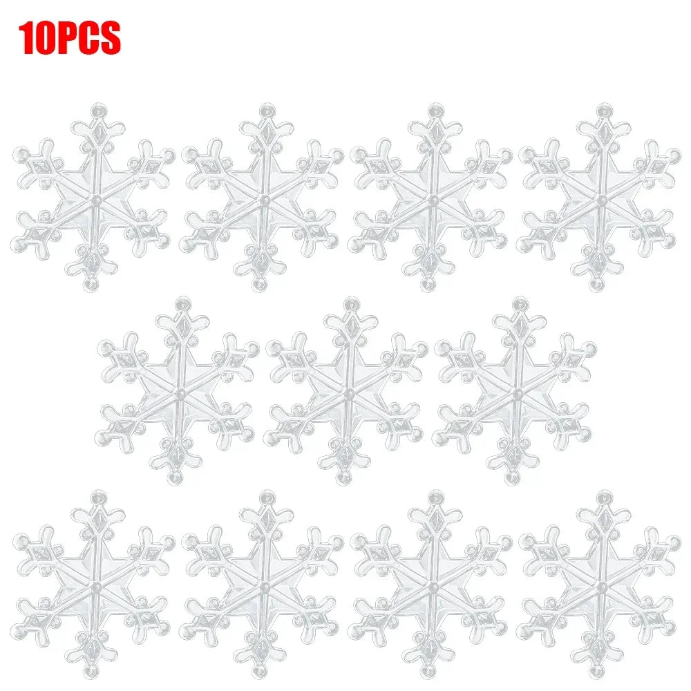 10‑Piece Acrylic Snowflake Pendants – Transparent Crystal Ornaments for Christmas Tree & New Year Home Décor