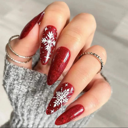 Gold Powder Christmas Fake Nails – Festive Glitter Press‑On Nail Set for Holiday Parties & Winter Glam