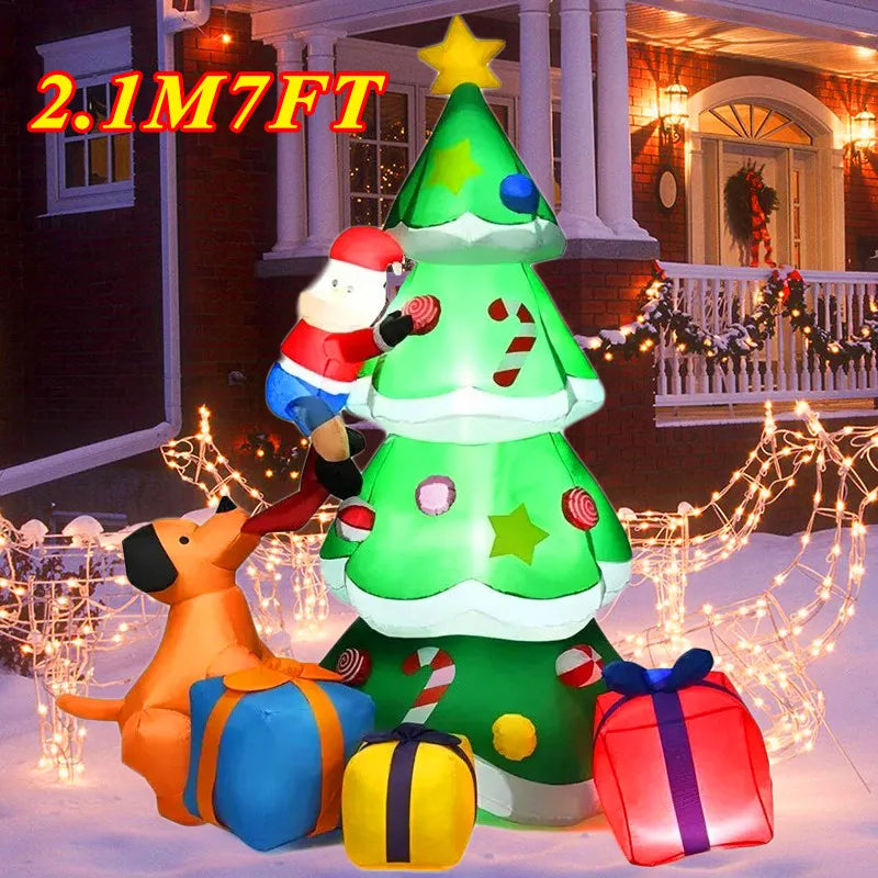 Christmas Inflatable Decoration with Built‑In LED Lights – Polyester Ornament with UK Plug for Indoor & Outdoor Holiday Displays