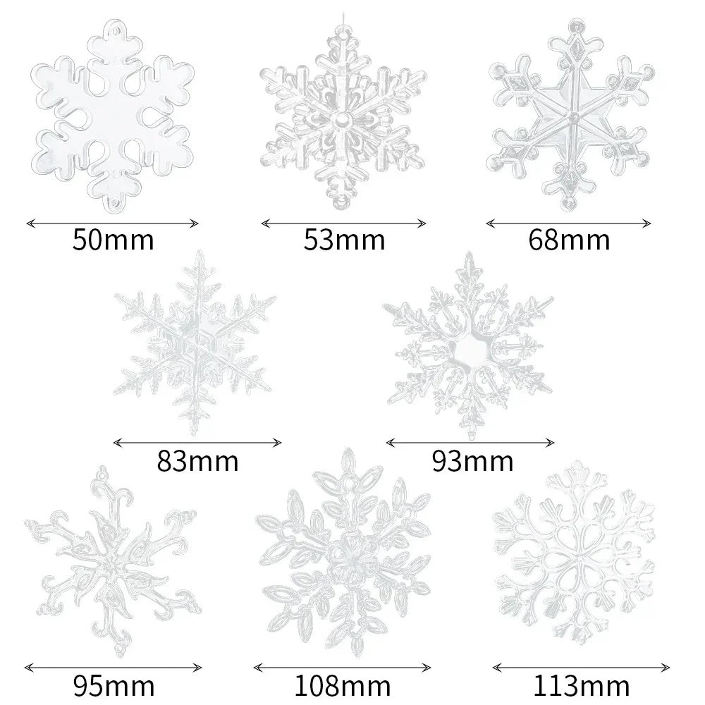 10‑Piece Acrylic Snowflake Pendants – Transparent Crystal Ornaments for Christmas Tree & New Year Home Décor
