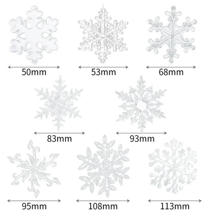 10‑Piece Acrylic Snowflake Pendants – Transparent Crystal Ornaments for Christmas Tree & New Year Home Décor
