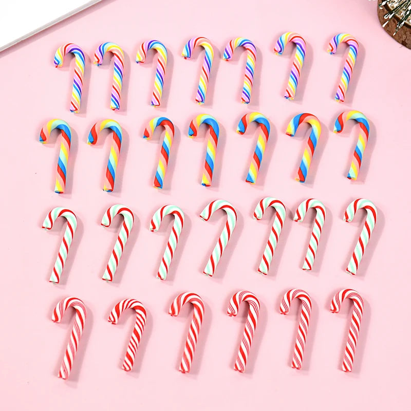 10/30/50 Mini Candy Cane Ornaments – Red & White Resin Pendants for Christmas Crafts, Tree Décor & Holiday Styling