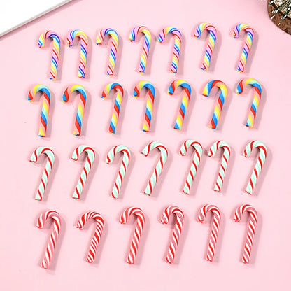 10/30/50 Mini Candy Cane Ornaments – Red & White Resin Pendants for Christmas Crafts, Tree Décor & Holiday Styling