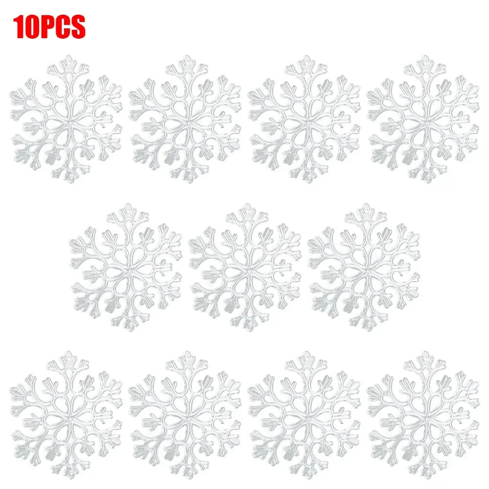 10‑Piece Acrylic Snowflake Pendants – Transparent Crystal Ornaments for Christmas Tree & New Year Home Décor