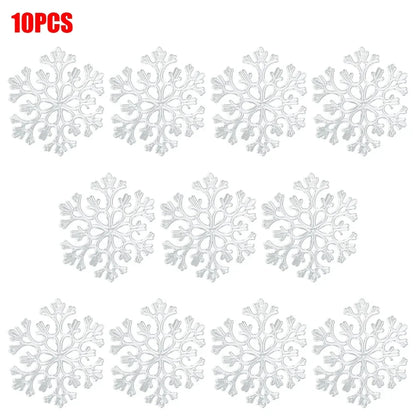 10‑Piece Acrylic Snowflake Pendants – Transparent Crystal Ornaments for Christmas Tree & New Year Home Décor