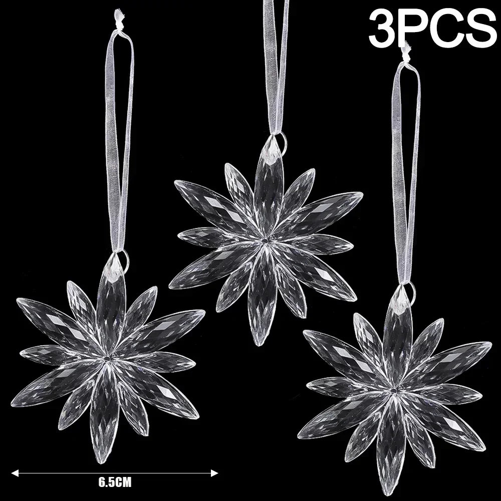 2/12‑Piece Acrylic Snowflake & Icicle Ornaments – Crystal Clear Christmas Tree Pendants for Holiday & Winter Party Décor