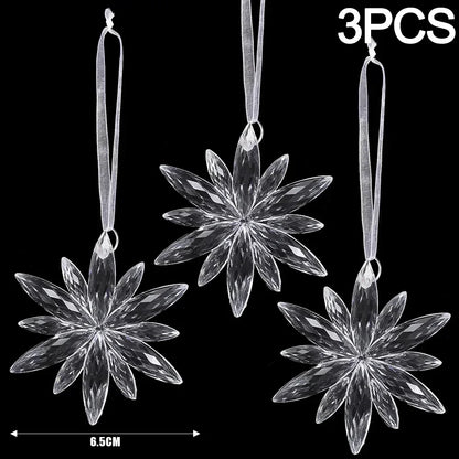 2/12‑Piece Acrylic Snowflake & Icicle Ornaments – Crystal Clear Christmas Tree Pendants for Holiday & Winter Party Décor