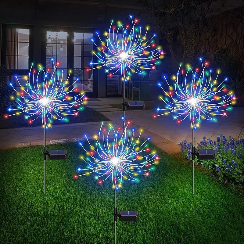 Solar Firework Fairy Lights – 1/2/4‑Pack Outdoor LED Garden Stakes with 2 Lighting Modes for Christmas, Weddings & Pathway Décor
