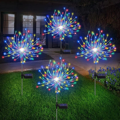 Solar Firework Fairy Lights – 1/2/4‑Pack Outdoor LED Garden Stakes with 2 Lighting Modes for Christmas, Weddings & Pathway Décor