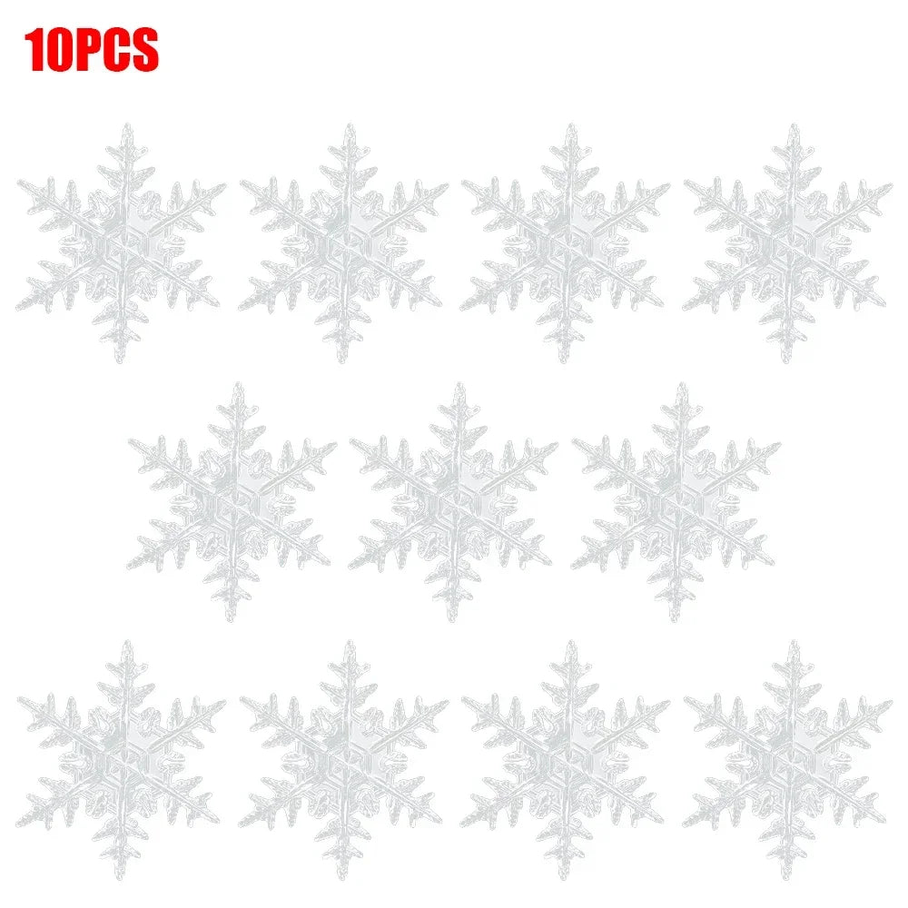 10‑Piece Acrylic Snowflake Pendants – Transparent Crystal Ornaments for Christmas Tree & New Year Home Décor