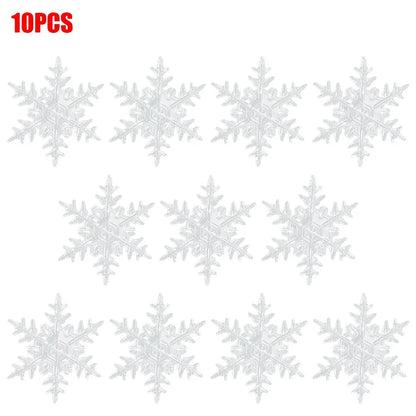 10‑Piece Acrylic Snowflake Pendants – Transparent Crystal Ornaments for Christmas Tree & New Year Home Décor