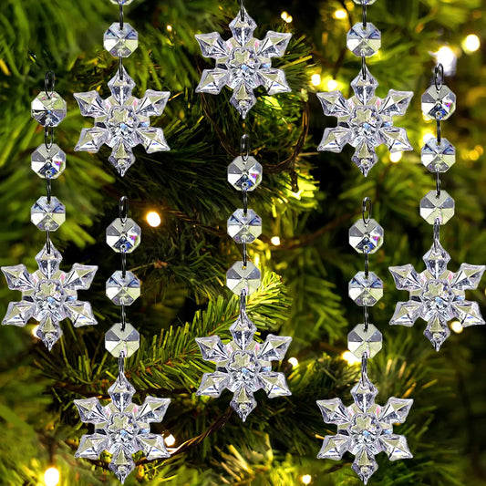 10/20/30 Clear Acrylic Snowflake Ornaments – Crystal Christmas Tree Decorations for Hanging & Holiday Styling