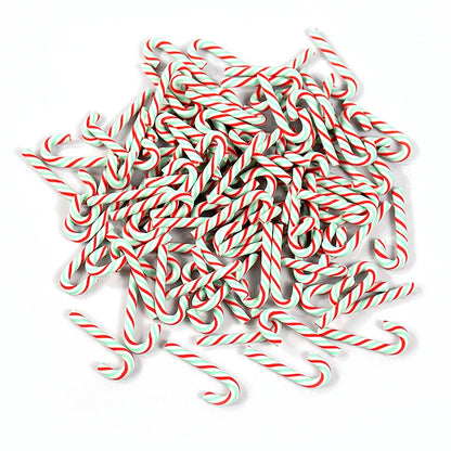 10/30/50 Mini Candy Cane Ornaments – Red & White Resin Pendants for Christmas Crafts, Tree Décor & Holiday Styling