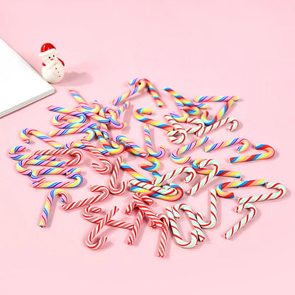 10/30/50 Mini Candy Cane Ornaments – Red & White Resin Pendants for Christmas Crafts, Tree Décor & Holiday Styling