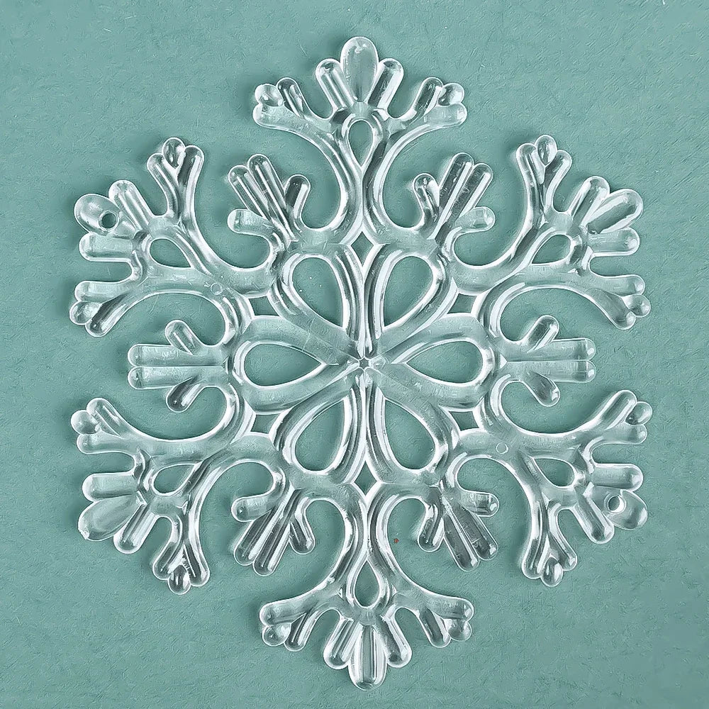 10‑Piece Acrylic Snowflake Pendants – Transparent Crystal Ornaments for Christmas Tree & New Year Home Décor