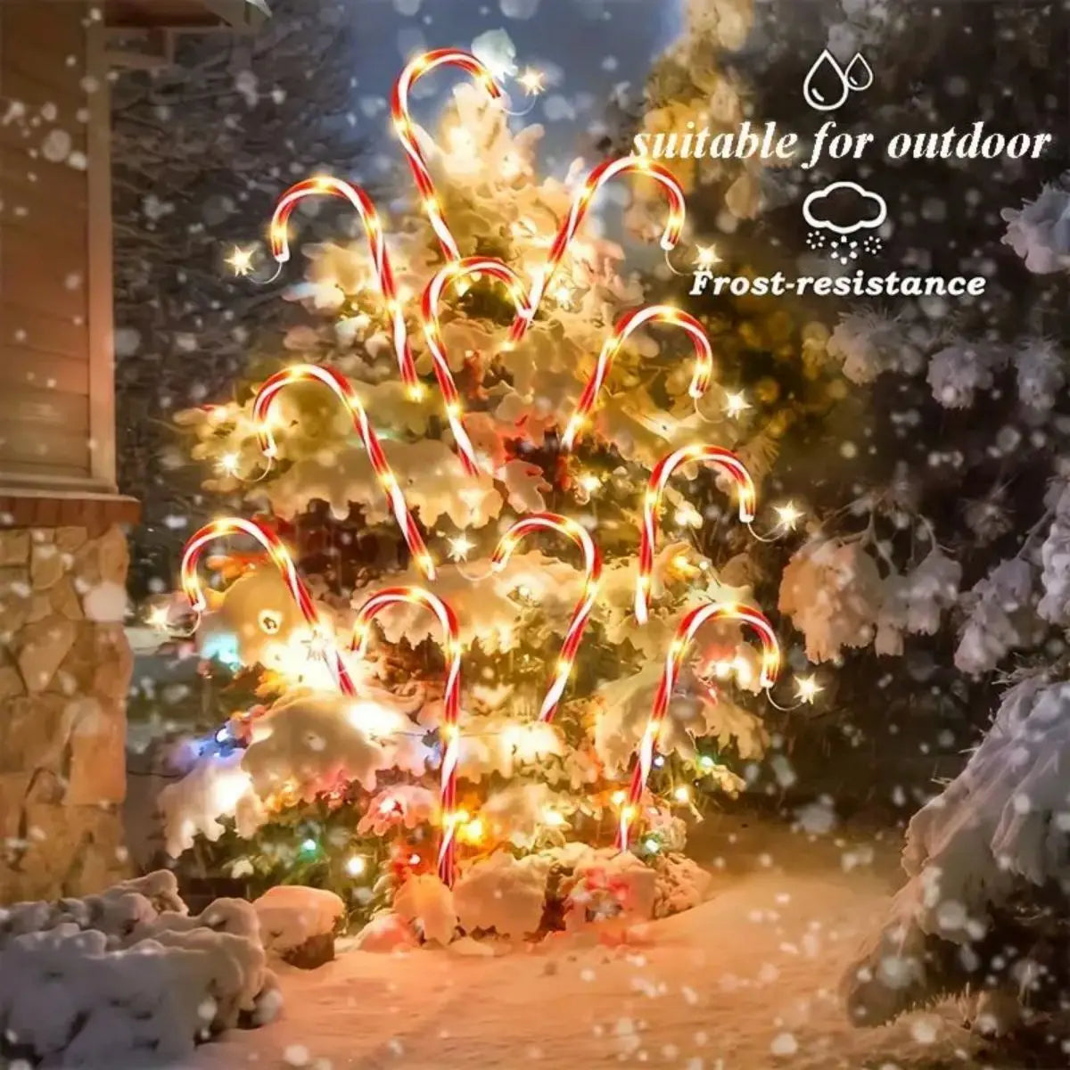8pcs Solar Candy Cane Garden Lights – Waterproof LED Holiday Pathway Lights with 8 Functions for Christmas & New Year Décor