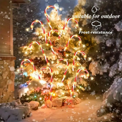 8pcs Solar Candy Cane Garden Lights – Waterproof LED Holiday Pathway Lights with 8 Functions for Christmas & New Year Décor