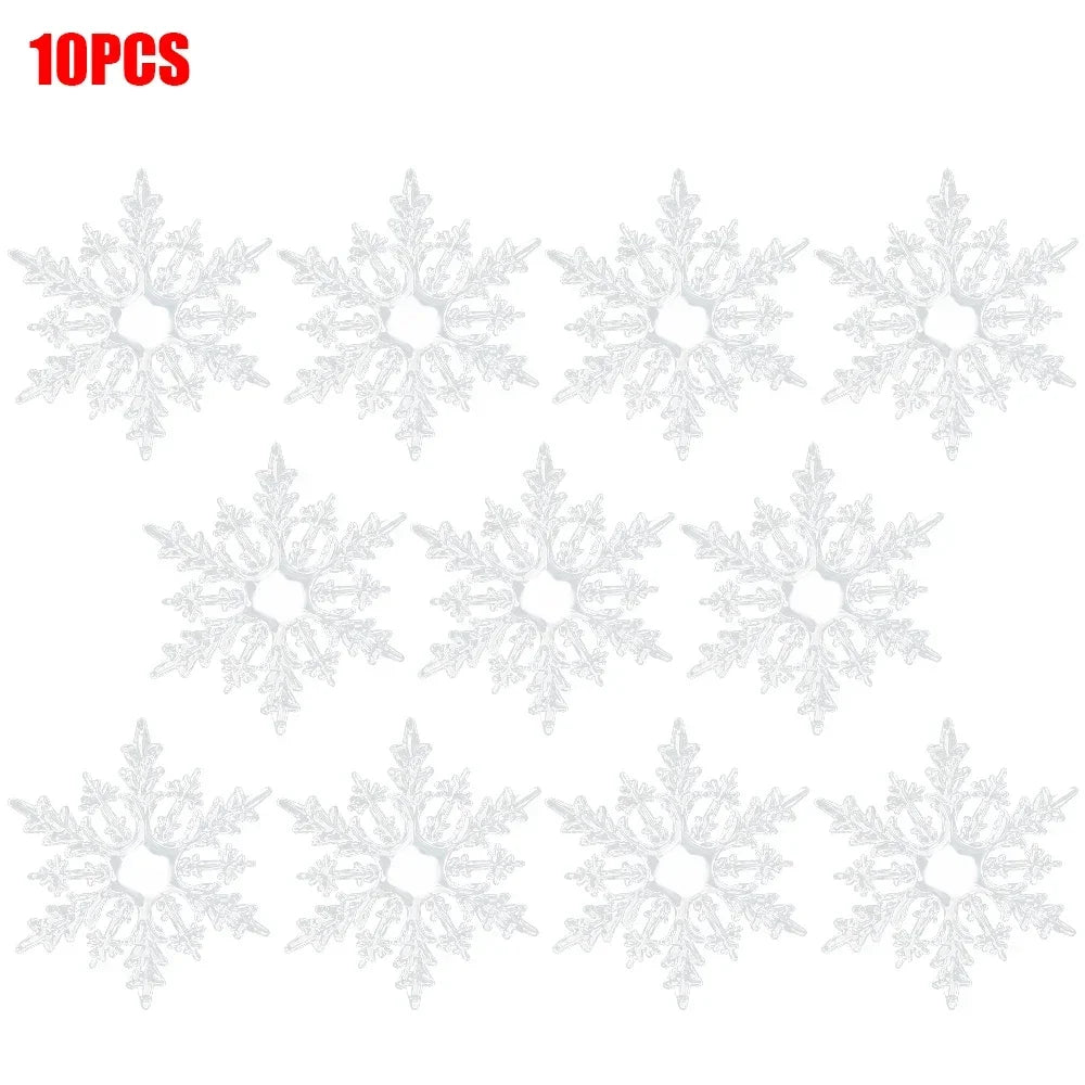 10‑Piece Acrylic Snowflake Pendants – Transparent Crystal Ornaments for Christmas Tree & New Year Home Décor
