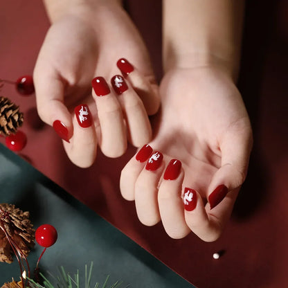 Gold Powder Christmas Fake Nails – Festive Glitter Press‑On Nail Set for Holiday Parties & Winter Glam