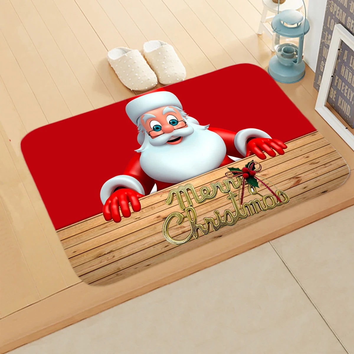 Santa Claus Christmas Door Mat – Outdoor Non‑Slip Welcome Rug for Festive Home Entryway Décor