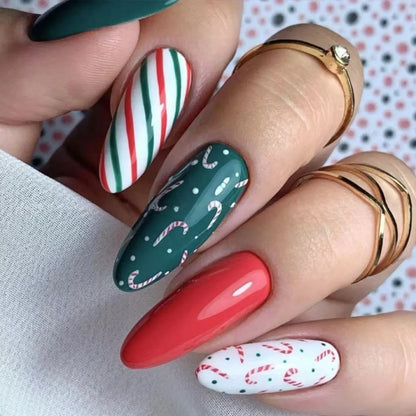 Gold Powder Christmas Fake Nails – Festive Glitter Press‑On Nail Set for Holiday Parties & Winter Glam