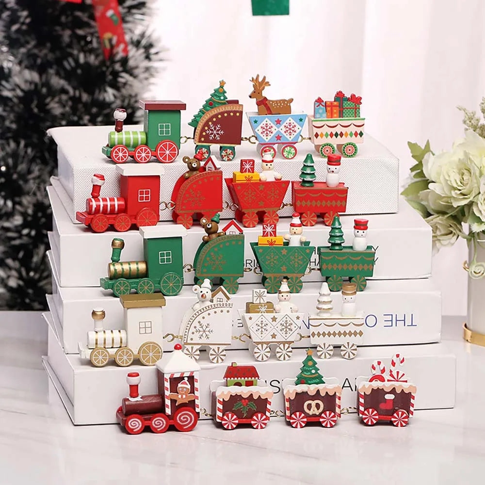 Christmas Wooden Train Ornament – Moving Train Decoration for Home, Noel & New Year Gifting