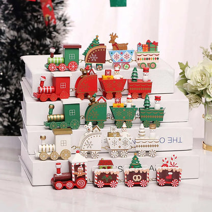 Christmas Wooden Train Ornament – Moving Train Decoration for Home, Noel & New Year Gifting
