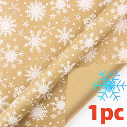 Christmas Gift Wrapping Paper Roll – Snowflake & Tree Pattern (16.9" × 590") Eco‑Friendly Holiday Packaging for Presents
