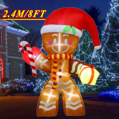Christmas Inflatable Decoration with Built‑In LED Lights – Polyester Ornament with UK Plug for Indoor & Outdoor Holiday Displays