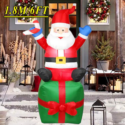 Christmas Inflatable Decoration with Built‑In LED Lights – Polyester Ornament with UK Plug for Indoor & Outdoor Holiday Displays