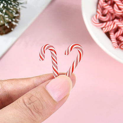 10/30/50 Mini Candy Cane Ornaments – Red & White Resin Pendants for Christmas Crafts, Tree Décor & Holiday Styling