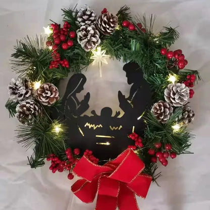 Red & Gold Christmas Wreath – 30–45cm Garland for Front Door, Window & Wall Décor