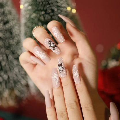 Gold Powder Christmas Fake Nails – Festive Glitter Press‑On Nail Set for Holiday Parties & Winter Glam
