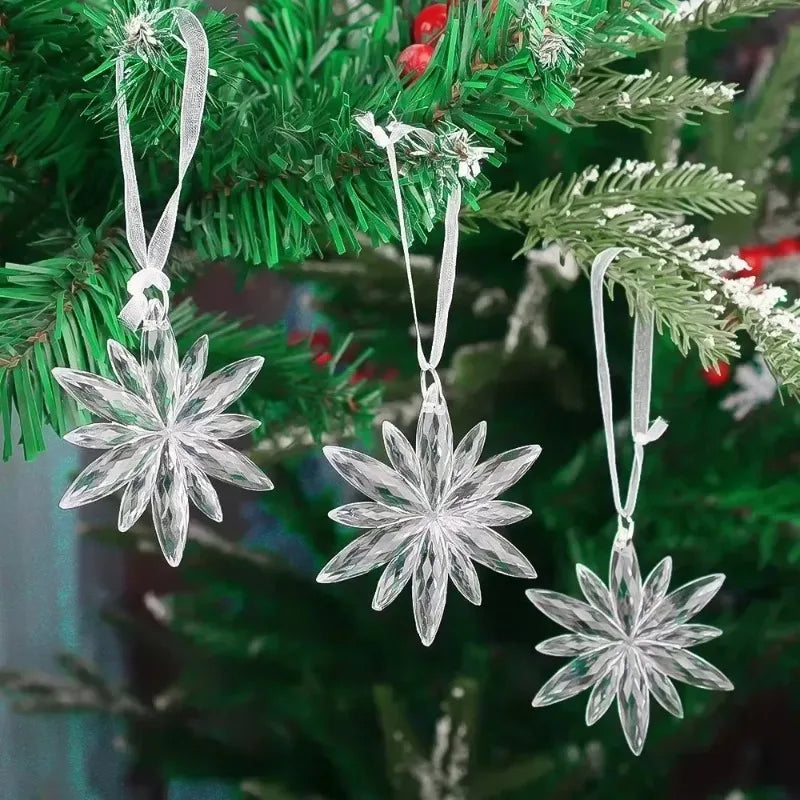 2/12‑Piece Acrylic Snowflake & Icicle Ornaments – Crystal Clear Christmas Tree Pendants for Holiday & Winter Party Décor
