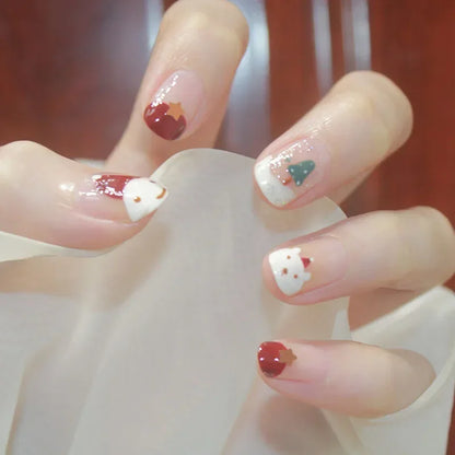 Gold Powder Christmas Fake Nails – Festive Glitter Press‑On Nail Set for Holiday Parties & Winter Glam