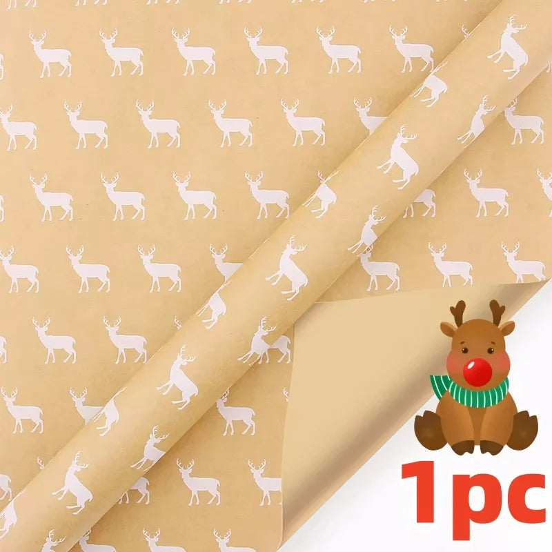 Christmas Gift Wrapping Paper Roll – Snowflake & Tree Pattern (16.9" × 590") Eco‑Friendly Holiday Packaging for Presents