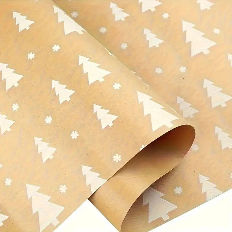 Christmas Gift Wrapping Paper Roll – Snowflake & Tree Pattern (16.9" × 590") Eco‑Friendly Holiday Packaging for Presents