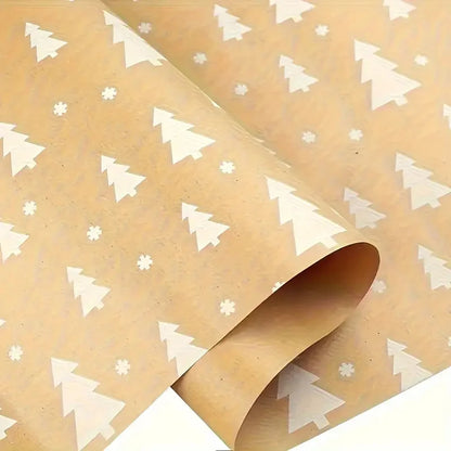 Christmas Gift Wrapping Paper Roll – Snowflake & Tree Pattern (16.9" × 590") Eco‑Friendly Holiday Packaging for Presents