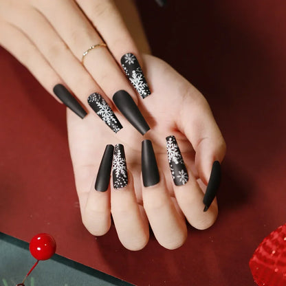 Gold Powder Christmas Fake Nails – Festive Glitter Press‑On Nail Set for Holiday Parties & Winter Glam